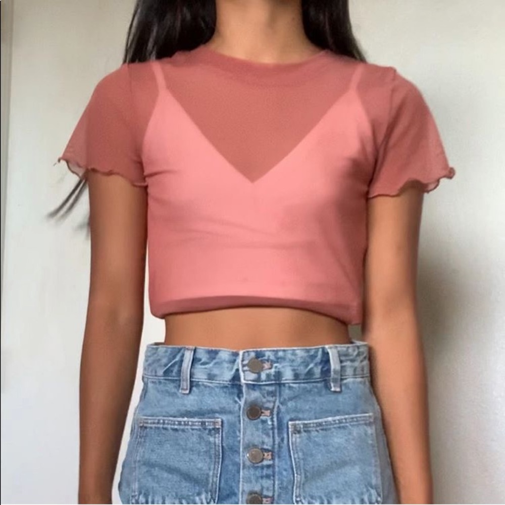 Blush Pink Mesh Top